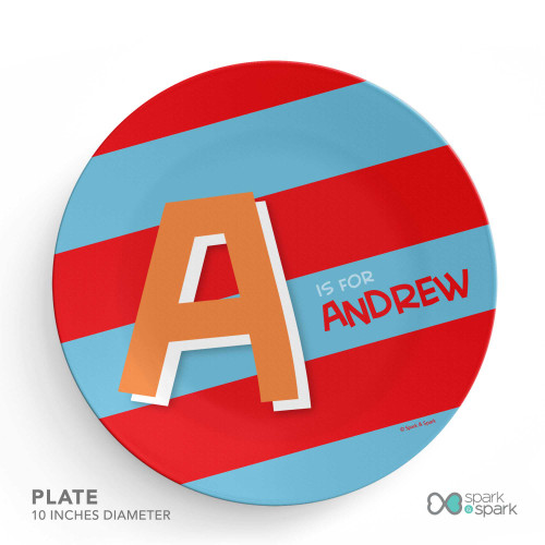 Brilliant Initial Red Kids Plate