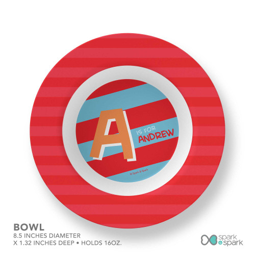 Brilliant Initial Red Kids Plate
