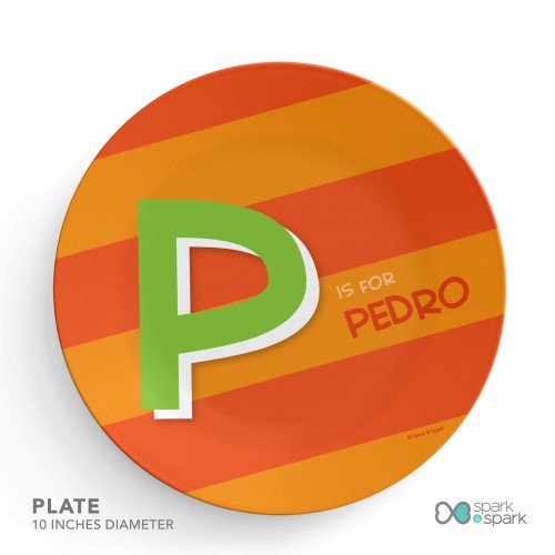 Brilliant Initial Orange Kids Plate