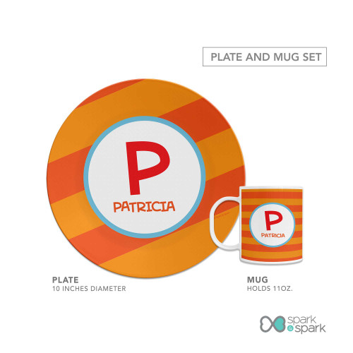 Fun Initials Orange Kids Plate