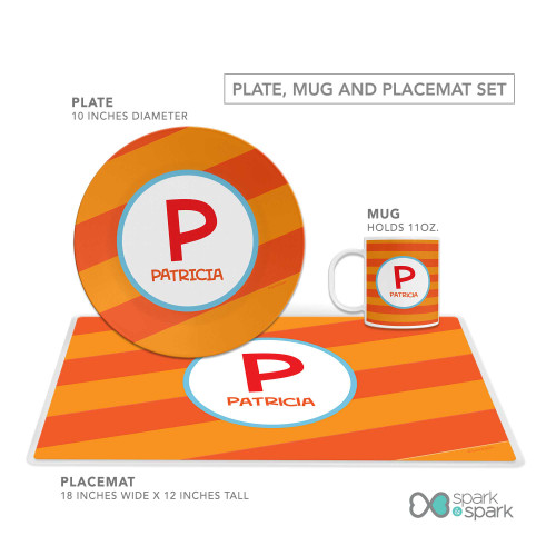 Fun Initials Orange Kids Plate