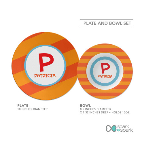 Fun Initials Orange Kids Plate