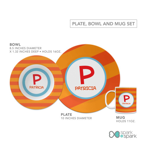 Fun Initials Orange Kids Plate