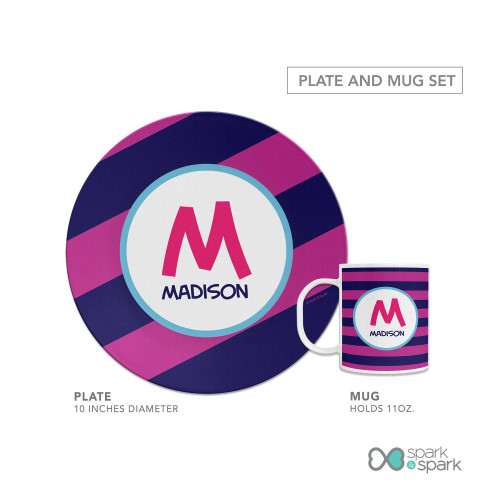 Fun Initials Magenta Kids Plate