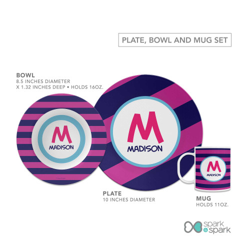Fun Initials Magenta Kids Plate