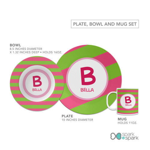 Fun Initials Pink Kids Plate