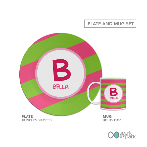 Fun Initials Pink Kids Plate