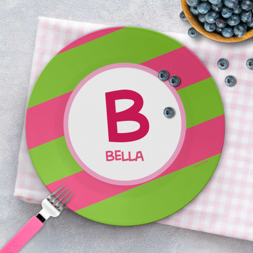 Fun Initials Pink Kids Plate
