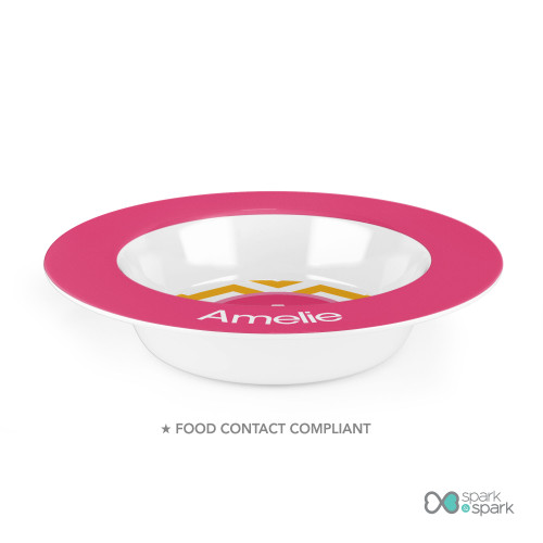 Chevron Mustard and Pink Kids Plate
