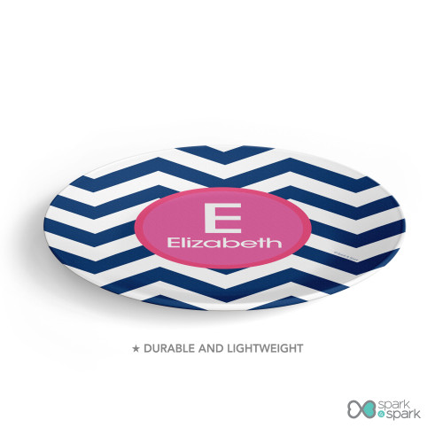 Chevron Blue and Pink Kids Plate