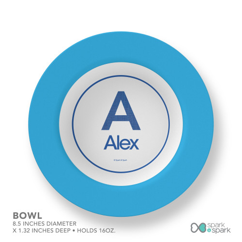A Linen Blue Letter Kids Plate