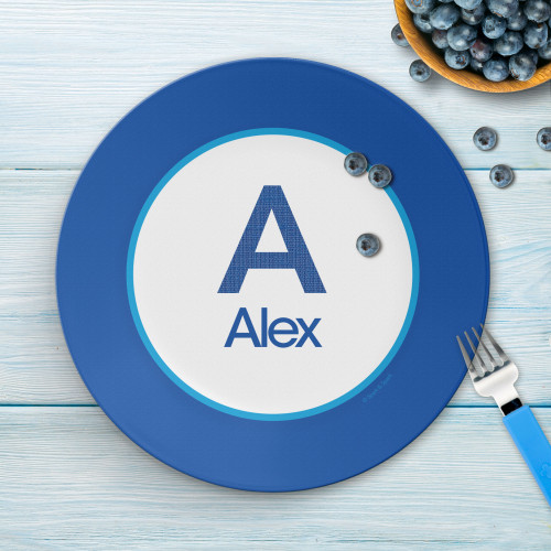A Linen Blue Letter Kids Plate