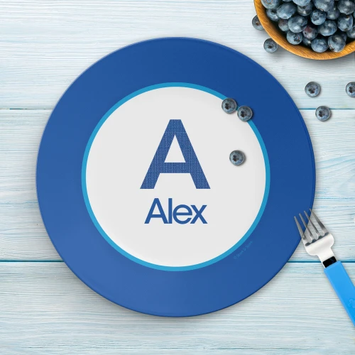 A Linen Blue Letter Kids Plate