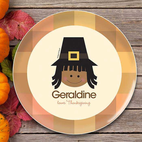 Cute Pilgrim Girl Kids Plate