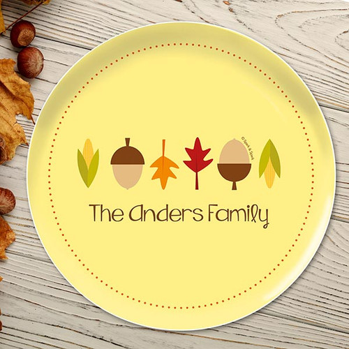 Fall Leaves and Cones Holiday Plate