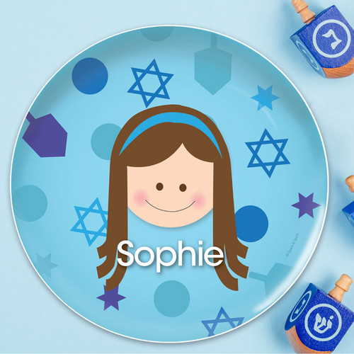 Hanukkah Joy Girl Kids Plate