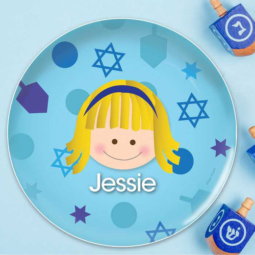 Hanukkah Joy Girl Kids Plate