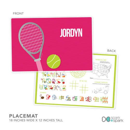 Tennis Fan Girl Kids Placemat