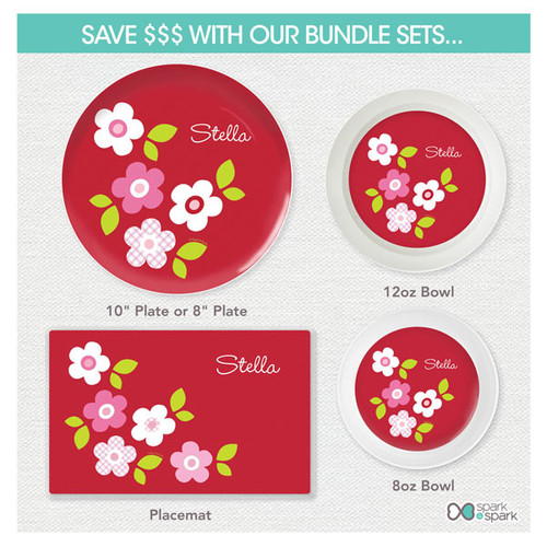 Preppy Flowers Red Kids Placemat