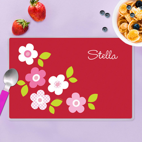 Preppy Flowers Red Kids Placemat