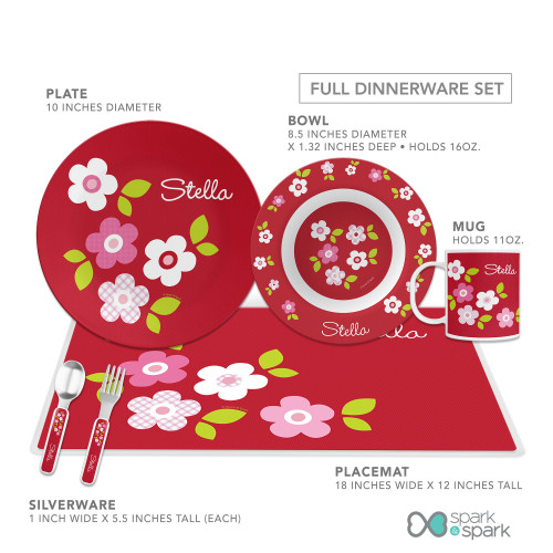 Preppy Flowers Red Kids Placemat