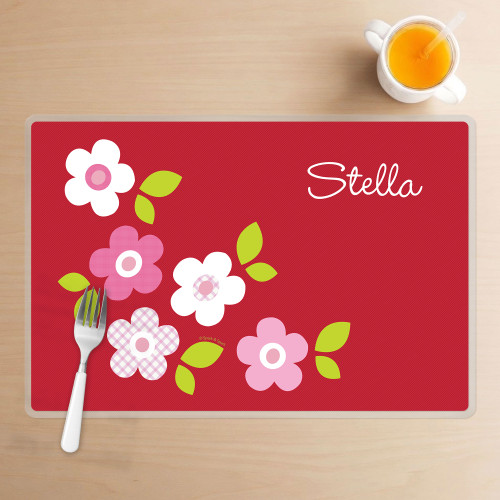 Preppy Flowers Red Kids Placemat
