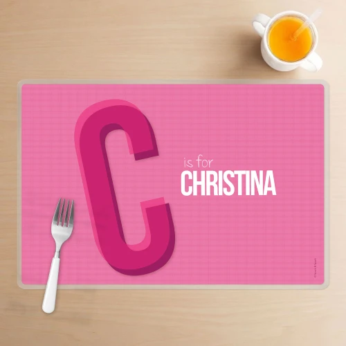 Double Initial Pink Kids Placemat