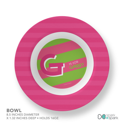 Double Initial Stripes Pink Kids Placemat