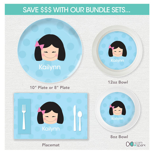 Just Like Me Girl Light Blue Kids Placemat