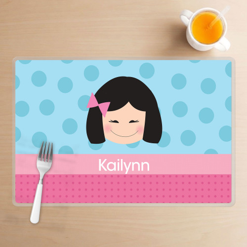 Just Like Me Girl Light Blue Kids Placemat