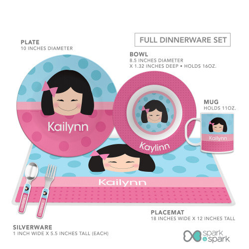 Just Like Me Girl Light Blue Kids Placemat