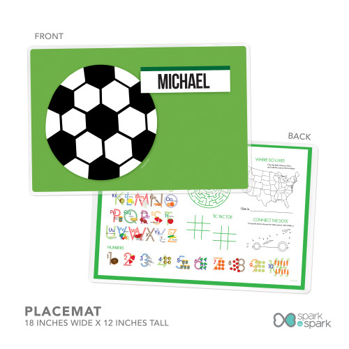 Soccer Fan Green Kids Placemat