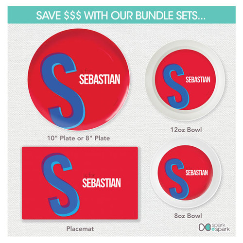 Double Initial Red Kids Placemat