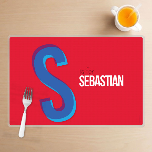 Double Initial Red Kids Placemat