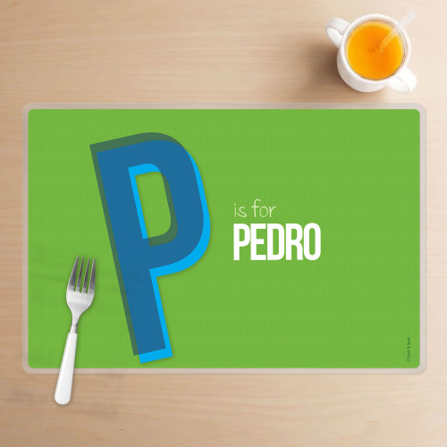 Double Initial Green Kids Placemat