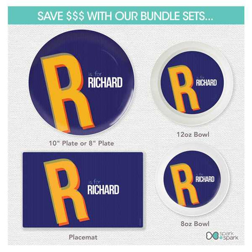 Double Initial Blue Kids Placemat