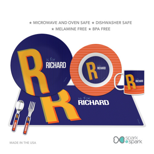 Double Initial Blue Kids Placemat