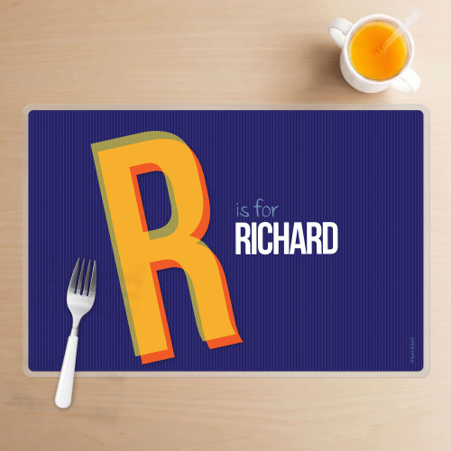Double Initial Blue Kids Placemat