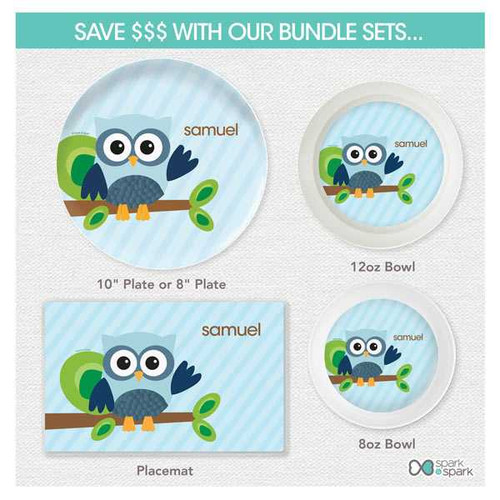 Owl Be Yours Blue Kids Placemat