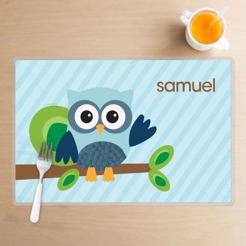 Owl Be Yours Blue Kids Placemat