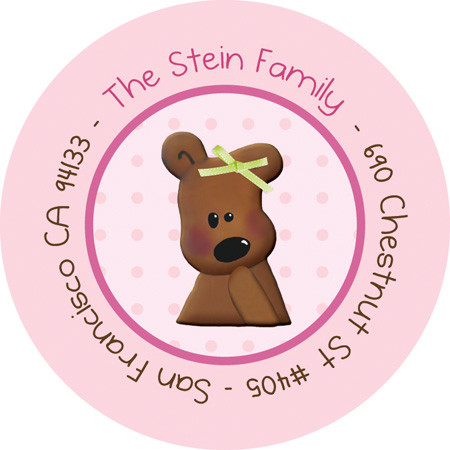 Cuddly Bear Pink Cute Return Address Labels