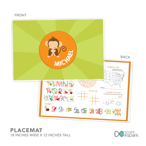 Cute Baby Monkey Kids Placemats