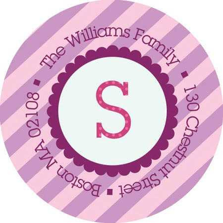 Big Bold Letter Purple Kid Address Labels