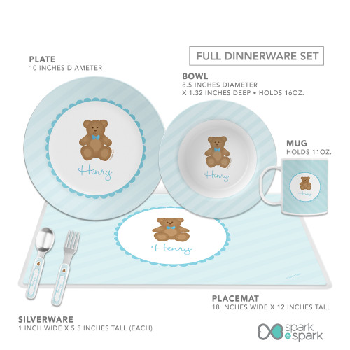Cute Blue Teddy Bear Kids Placemats
