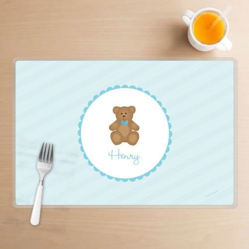 Cute Blue Teddy Bear Kids Placemats