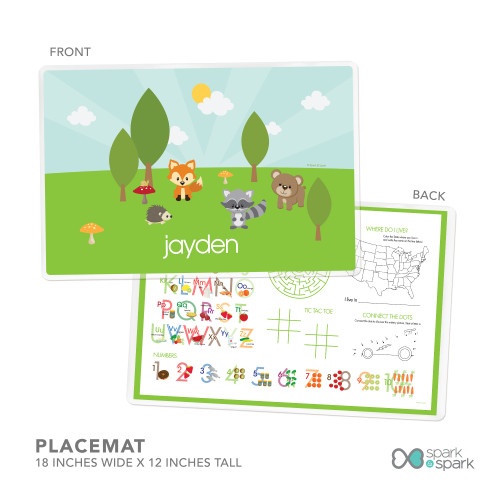 Cute Animals in the Forest Kids Placemats