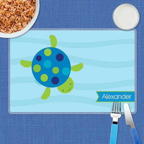 Swimming Blue Turtle Kids Placemat