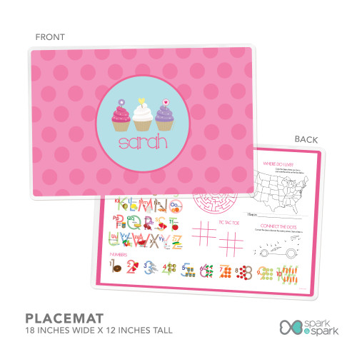 Three Sweet Cupcakes Kids Placemats