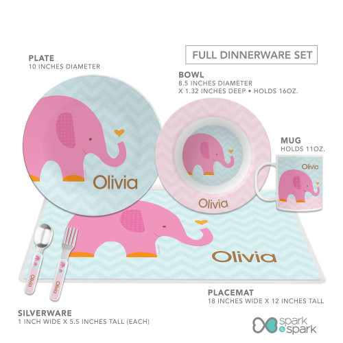Sweet Pink Elephant Kids Placemat