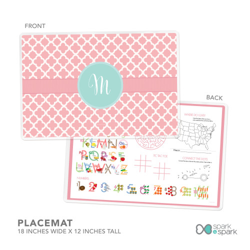 Pretty Pink Quatrefoil Kids Placemat